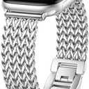 Metal Band Compatible with Apple Watch Bands for Women 40mm 41mm 42mm 38mm 44mm 45mm 46mm 49mm, Dressy Stainless Steel Link Bracelet, Designer Strap for iWatch Series 11/SE/10/9/8/7/6/5/4/3/2/1/Ultra