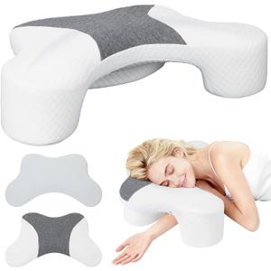Wattne Side Sleeper Pillows with Arm Holes- Memory Foam Shoulder Pillow for Side Sleepers Neck Support & Rotator Cuff Pain Relief, 2PCS Pillowcase, Ergonomic Knee, Leg, Arm Pillow for Adults