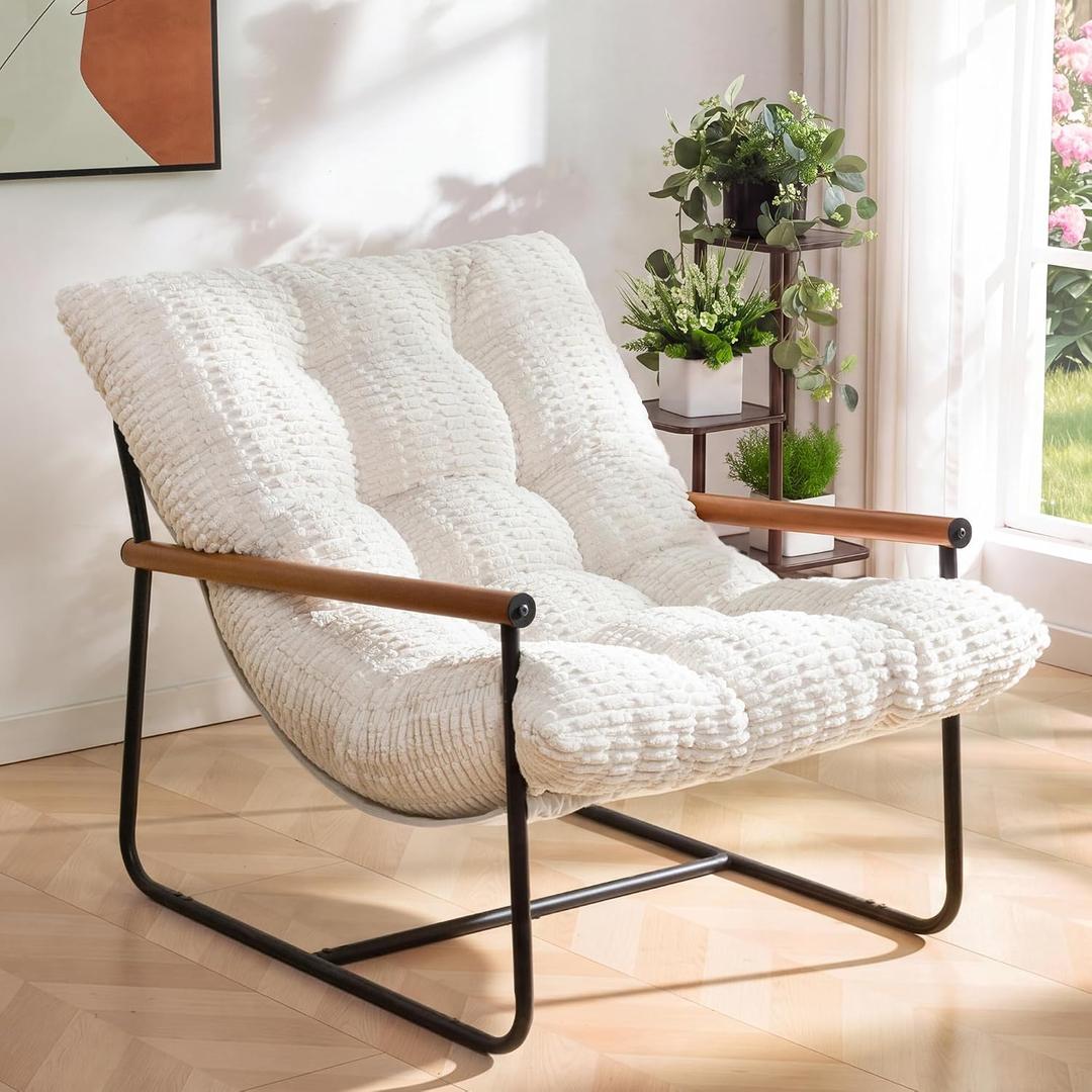 MAXYOYO Modern Accent Chair, Tufted Living Room Chair with Metal Frame, Standard