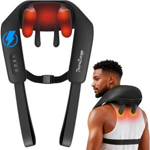 Cordless Neck Massager with Heat - Neck Shoulder Massager for Pain Relief Deep Tissue,6D Deep Kneading Shiatsu Back Massage (Black)