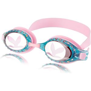 Sporti Unisex Junior Swimming Goggles, Swim Goggles for Kids, Safety for Pool, Beach, Anti Fog UV Protection, Variety Designs (Silver Mirror/Pink Lens/Pink Frame)