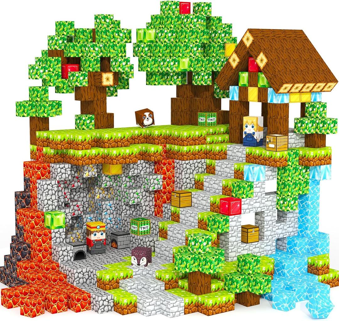 Magnetic Blocks, Magnetic Tiles Building Blocks, Magnet Cubes Toddler Kids Toys, Sensory STEM Toys for 3-5 4-6 5-7 6-8 Year Old Boys Girls Easter Birthday Gifts Travel Outdoor Kids Games (0.8IN/2CM) (Color-9)