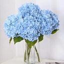 Fake Blue Hydrangea Artificial Flowers Bouquet 3pcs Real Touch Silk Fake Hydrangeas Heads with 176 Petals and Stems Blue Faux Hydrangeas Flowers for Table Centerpieces Party Floral Arrangements