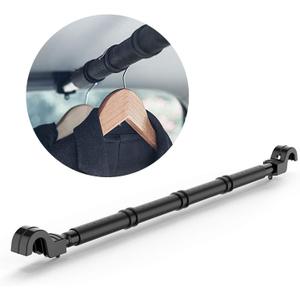 Car Clothes Hanger Bar, Expandable Vehicle Clothing Rack Hanger Rod with Heavy Duty Metal and Rubber Grips, Great for Travel or Garment Cloths