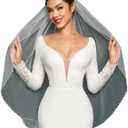 Pearl Fingertip Length Wedding Bridal Veil with Comb for Bride (White)