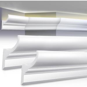 Pushglossy 16 Pcs 47.24(Total 63 Ft) Ceiling Crown Molding with LED Duct Kit for Seamless Ambient Accent Lighting Waterproof Channel for Easy LED Trim Moulding Strip Installation