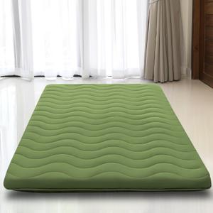 Japanese Floor Mattress, 100% High Density Comfortable Foam, 4" Thicken Foldable Mattress Tatami Mat Sleeping Pad, Ideal for Comfort and Support, Kids Floor Lounger Camping Bed Sofa, Green, Queen (Queen( 80 x 60 ))