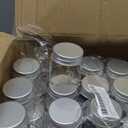 2oz Mini Mason Jars with Silver Lids, 48 Pack Clear Glass Jars Ginger Shots Bottles and 48 Pcs Labels,Glass Spice Jars,Small Mason Juice Bottles for Jam, Honey, Wedding Favors,Shower Favors