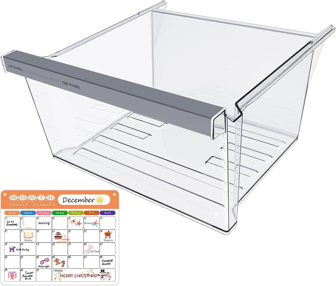 UPGRADED W11162443 Refrigerator Crisper Drawer Compatible with Whirlpool Fridge Drawer Replacement Parts Whirlpool Refrigerator Drawers WRS315SDHZ02 WRS315SDHZ05 WRS315SDHZ08 WRS325SDHZ08 WRS321SDHZ08