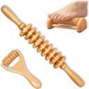 3Pcs Wood Therapy Massage Tools, Lymphatic Drainage & Maderoterapia Kit for Body Sculpting, Anti Cellulite, Wooden Muscle Roller for Deep Tissue, Back, Legs, Foot Roller for Plantar Fasciitis