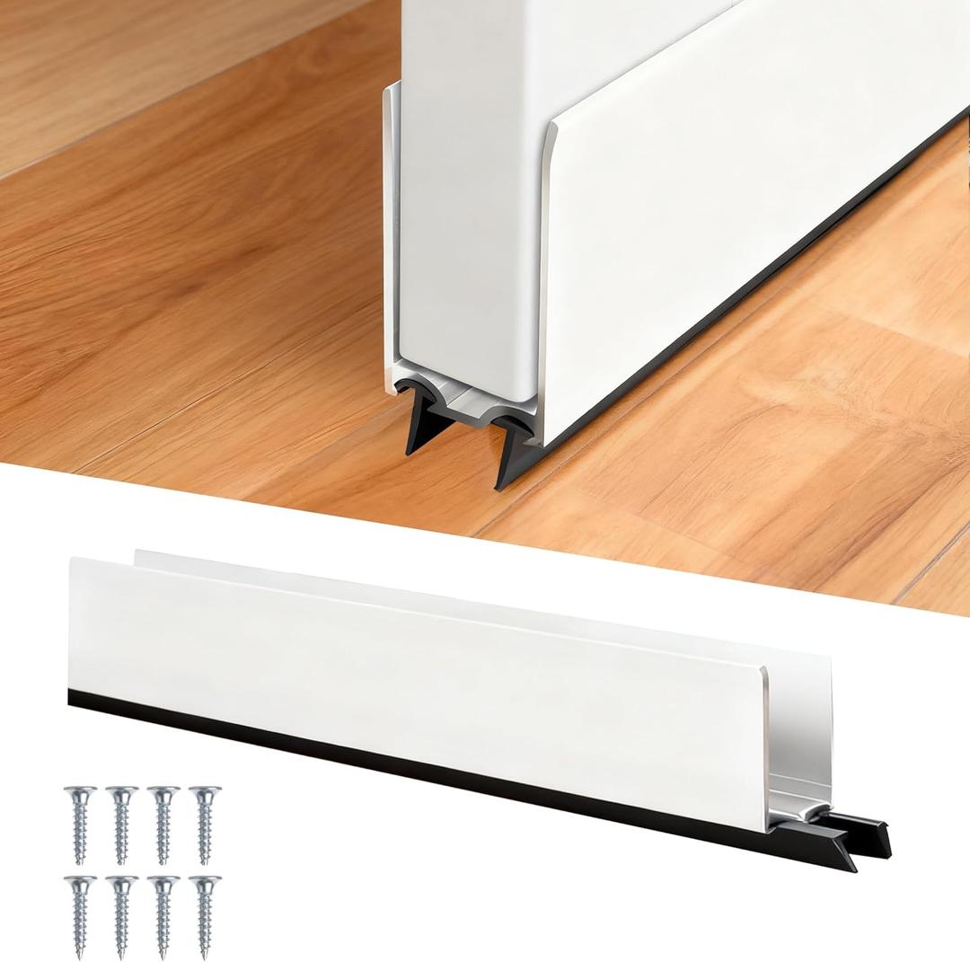 1" x 35.5" White Aluminum Storm Door Sweep Replacement Weatherproof Bottom Seal for Security Doors (1, White)