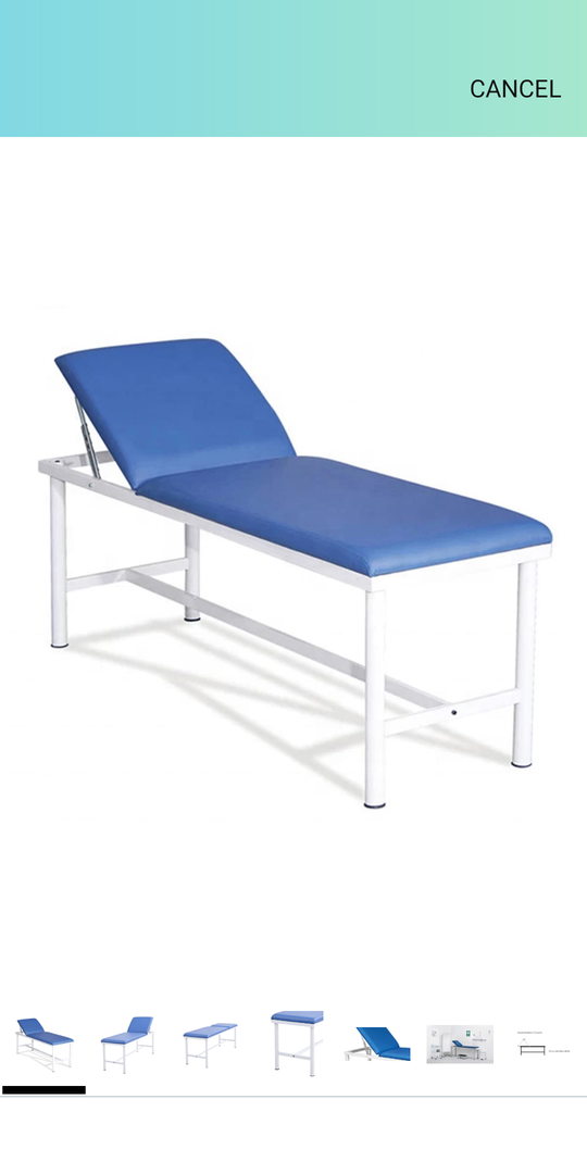 Helsevesen Economy Medical Exam Table, Compact Treatment Table with H-Brace, Comfortable Steel Frame Medical First Aid Room Examination Couch (Blue)