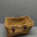Bike Basket - Durable Front Bicycle Bike Baskets - Handmade Woven Wicker Bike Basket with Adjustable Leather Straps (New Beige)