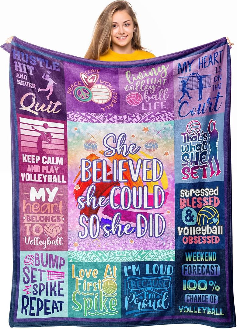 Volleyball Stuff Gifts Accessories for Teen Girls, Volleyball Team Gift Party Favors Decoration Throw Blanket 50" X 40"