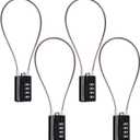 SEPOX® 4 Pcs Resettable Combination Padlock, 1-3/ 16" Width Body with 32cm Extrem Long Cable, 4 Digit Combo Cable Lock for Suitcase, Travel Bag, Gym Lockers, Filing Cabinets, Pack of 4 Black