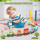 Zeoddler Toys for Toddlers, 11 Magnetic Wooden Animals Train Set, Montessori Toys for Toddlers, Learning Activities, Sensory Activities for Kids, Birthday Gifts for Boys, Girls