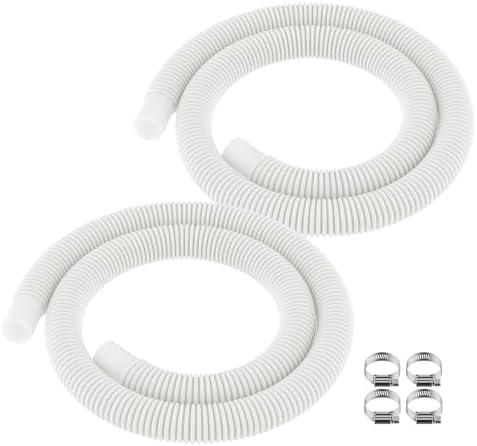 ANTOBLE Pool Hose for Intex 1.25" Diameter Above Ground Pool Pump Hoses Replacement Accessory 59" Long 1-1/4 Swimming Pool Filter Pump Hoses 607 637 With 4 Metal Clamps, 2 Pack