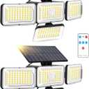 Mokot Solar Lights Outdoor, 288 LED 2800LM Motion Sensor Outdoor Light with Remote Control, 4 Heads IP65 Waterproof Solar Flood Security Lights for Outside Patio Wall -2PACK