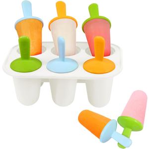 Miaowoof Silicone Popsicles Molds for Toddlers, 6-Cavity Non-BPA Premium Silicone Small Popsicle Molds, Ice Pop Mold with 6 Colorful Reusable Sticks for Kids (White)