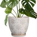 MPotTo Ceramic Planter 8 Inch Plant Pot with Drainage Hole and Saucer Ceramic Pots for Indoor Plants Outdoor Large Flower Pot for Home Decor White
