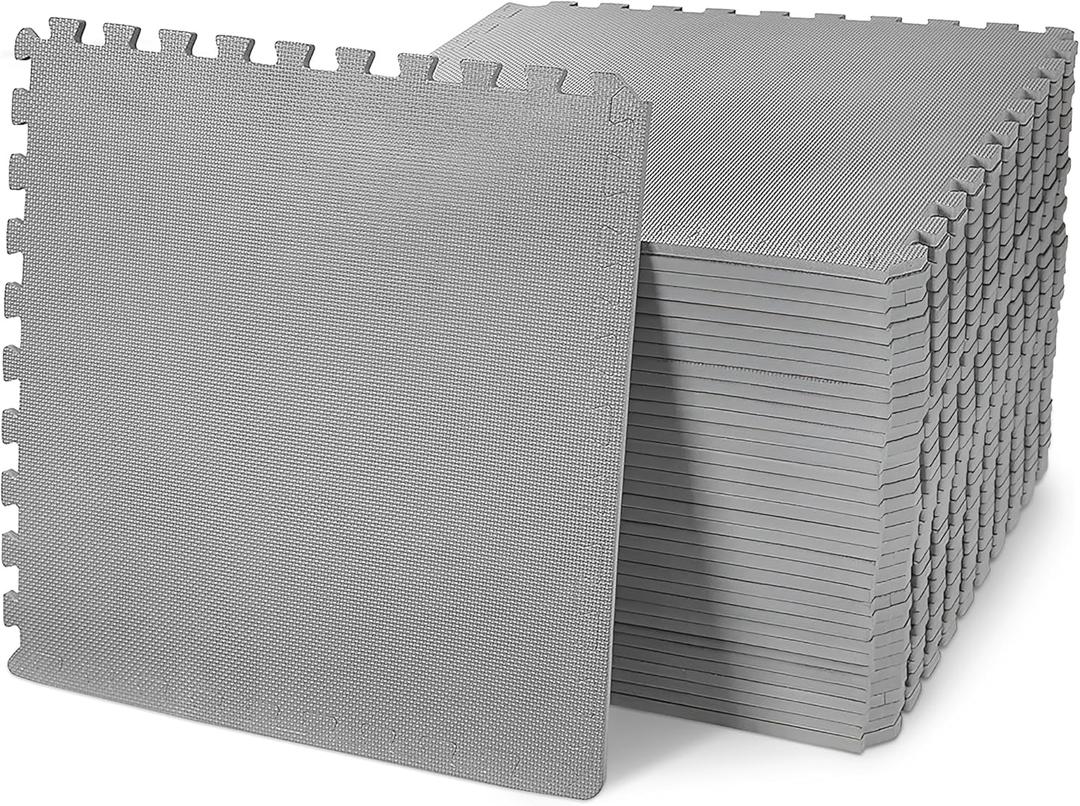 Elevon Puzzle Exercise Gym Flooring Mat, 1/2" Thick EVA Interlocking Foam 36 Tiles Workout Mat for Home Gym, 144 Sq Ft, Graphite