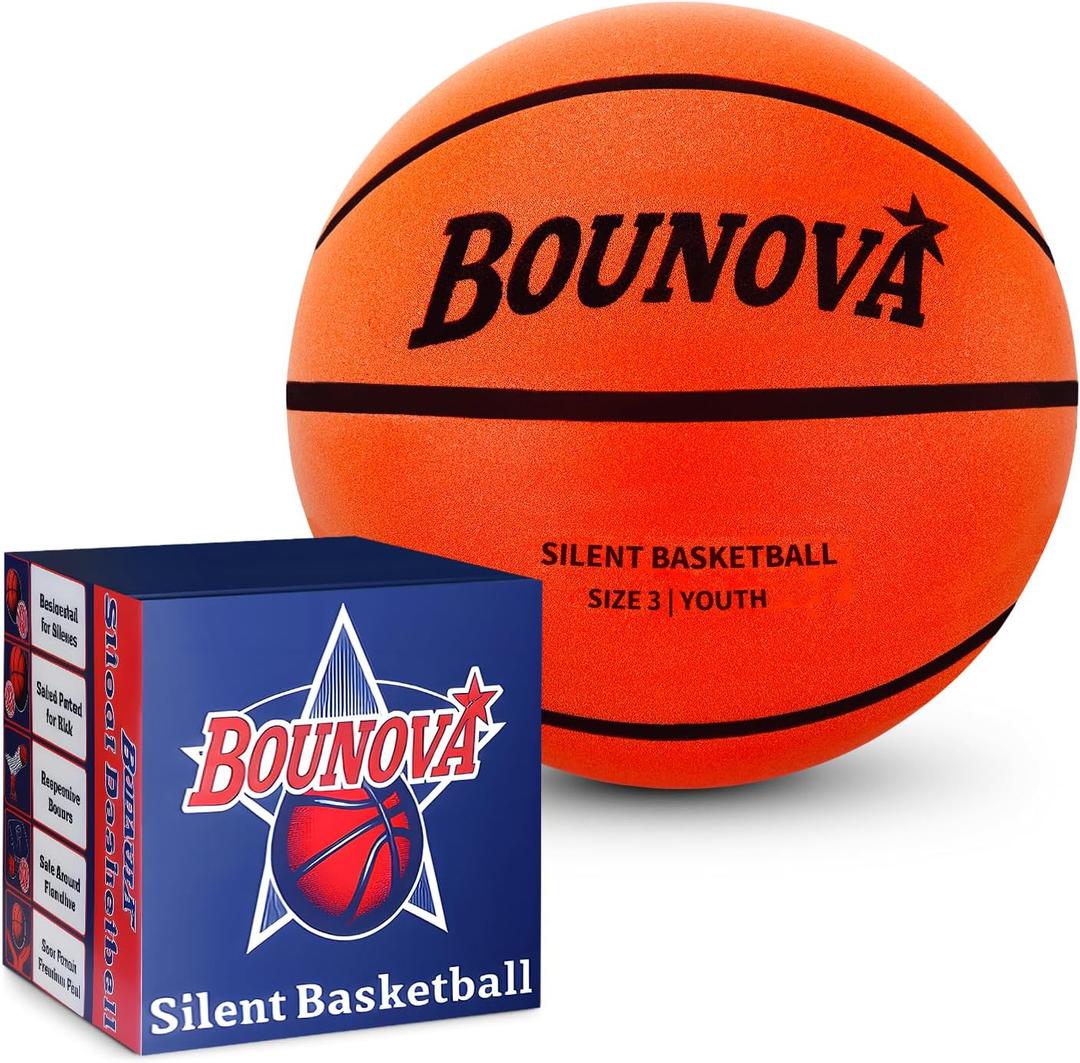 BOUNOVA Silent Basketball | Real Feel Powerful Bounce | Elegant Gift Box Packaging | Durable Pro-Grade PU Foam | Indoor Basketball for Quiet Dribbling & Training, Size 3