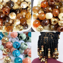 120Pcs Hair Beads for Braids Large Hole African Hair Bead for Women for Large Braids 14mm Brown Jumbo Pony Beads for Braiding Jewelry Making Macrame Crafts Assorted Colors Beading Supplies