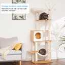 Hey-brother Wooden Cat Tree, 66.1" Cat Furniture with Scratching Posts, Modern Cat Tower with hammocks, Toys, cat condo, Walnut MPJ120WB