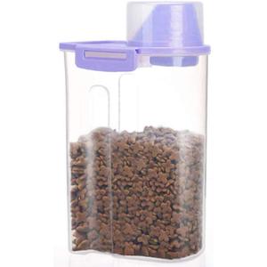 Pet Food Storage Container with Measuring Cup, Pour Spout and Seal Buckles Food Dispenser for Dogs Cats (Purple)