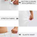 MAGCOMSEN Men's Golf Pants Classic Fit - 30"/32"/34" Stretch Water Resistant Quick Dry Flat Front Dress Pants with 5 Pockets (White)