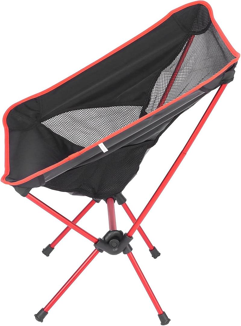Srliya Portable Chair Aluminum Alloy Foldable Outdoor Chair with Storage Bag for Camping Barbecue Fishing (Deep Red)