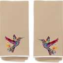 Hummingbird Bathroom Hand Towels for Guest Set of 2, Floral Bird Decorative Kitchen Dish Tea Towel, Decorative Hand Towels, Hummingbird Gifts for Women Unique, Housewarming Gift Idea New Home400