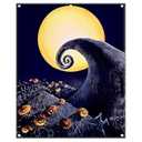 Yriujul 8x10ft Polyester Halloween Nightmare Backdrop Horrible Moon Night Pumpkin Magical Trick Or Treat Background for Kids Adults Party Decorations Scary Photo Banner Props