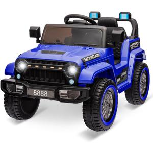 12V Kids Ride On Truck Car, Battery Powered Electric Vehicle Toy w/Parent Remote Control, Spring Suspension, 3 Speeds, LED Light, Music & Horn, Electric Cars for Kid, Gift for Boy Girl, Dark Blue