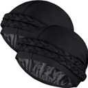 Ababalaya Satin Lined Turban for Women Mens Halo Turban Silky Lined Durag for Waves Braids Locs Sleeping Bonnet Sleep Cap (Blackblack)