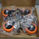 4" Caster Wheels, Casters Set of 4 Heavy Duty - Orange Polyurethane Castors, Top Plate Swivel Wheels, 4-Pack Industrial Casters with Brake, Locking Caster for Furniture and Workbench