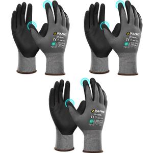 DULFINE Safety Work Gloves for Men & Women, MicroFoam Nitrile Coated Nylon Black Grip for General Purpose, 3/6/12/36 Pairs