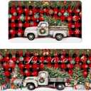 Christmas Rugs for Kitchen Floor, Red Buffalo Plaid Christmas Truck Mats for Kitchen Floor Rubber Non Slip, 2PCS Farmhouse XmasTree Kitchen Mat Cushioned for Room Doorway 15.7"27.5" +15.7"47"