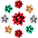 Christmas Brooch Pins Festive Xmas Bow Brooches for Women Girls Winter Holiday Party Gifts (9PCS Red Green)