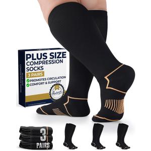 Pembrook Plus Size Compression Socks for Women Wide Calf - 3 Pairs, 20-30mmHg Extra Wide Calf Compression Socks, XX-Large 