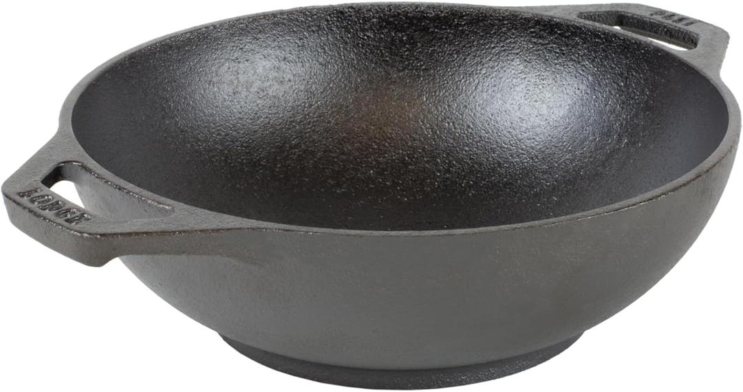 Lodge 6.25 Inch Cast Iron Mini Wok with Dual Loop Handles  PFAS FREE Pre-Seasoned Individual Serving Pan  Stovetop & Oven Safe Heavy Duty Sauce Wok  Made in USA