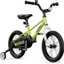 lecoco Kids Bike for Boys Girls, 16 Inch Children's Bicycle with Training Wheels Pedal Brakes Handbrake & Kickstand Training Bike for Kids and Toddler (Green)