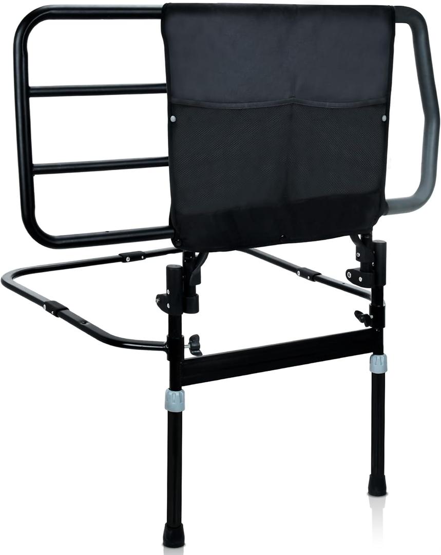 Sangohe Bed Rail for Elderly, Extra Large Heavy Duty Safety Rail for Seniors, Bed Assist Grab Bar Handle with Storage Pocket, Safety Bed Rails for Elderly Adults Getting in & Out of Bed, 504F