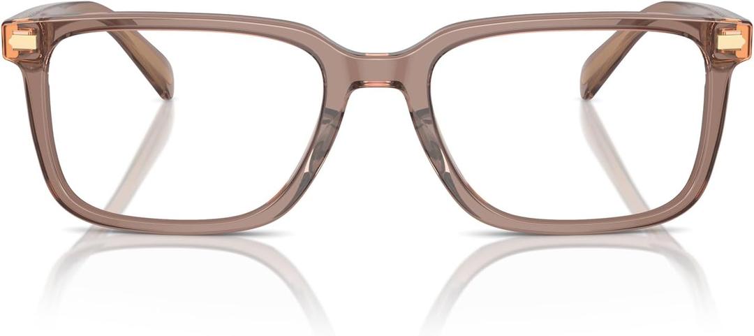COACH Men's Hc6239u Universal Fit Square Prescription Eyewear Frames, Transparent Pecan/Demo Lens