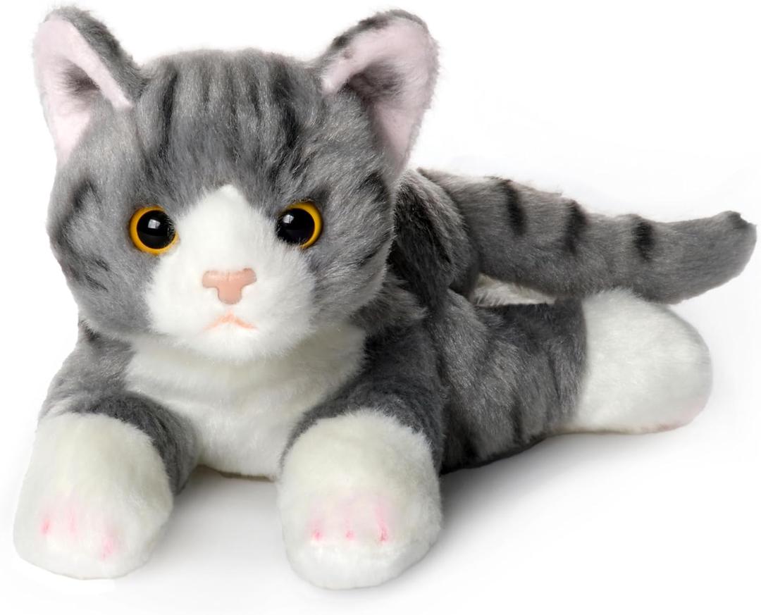 Bearington Lil' Socks Cat 8 in Stuffed Animals Stripped Cat Plush Toy - Stuffed Cats That Look Real - Plushies for Kids