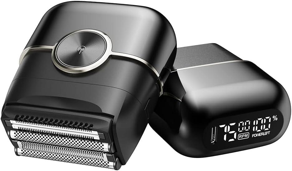 Electric Foil Shaver for Men: 4 Floating Blades, 2 Gear & IPX7 Waterproof - Rechargeable Cordless Razor for Face Shaving - Wet/Dry Travel Shaver with Large LED Display