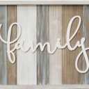 Stratton Home Decor Rustic Family Wood Wall Decor | Handcrafted Family Wall Decor for Living Rooms or Any Room | Easy to Hang Family Sign Wall Decor with Distressed White Finish | 20x1x16