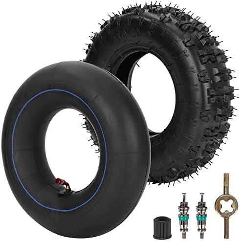 RUTU 4.10/3.50-6 4.10-6 Tire and Inner Tube with TR87 Bent Valve Stem for Go Karts Chinese ATV Quads 4 Wheelers Mini Bike Wheelbarrows Tractors Lawn Mowers Snow Blowers