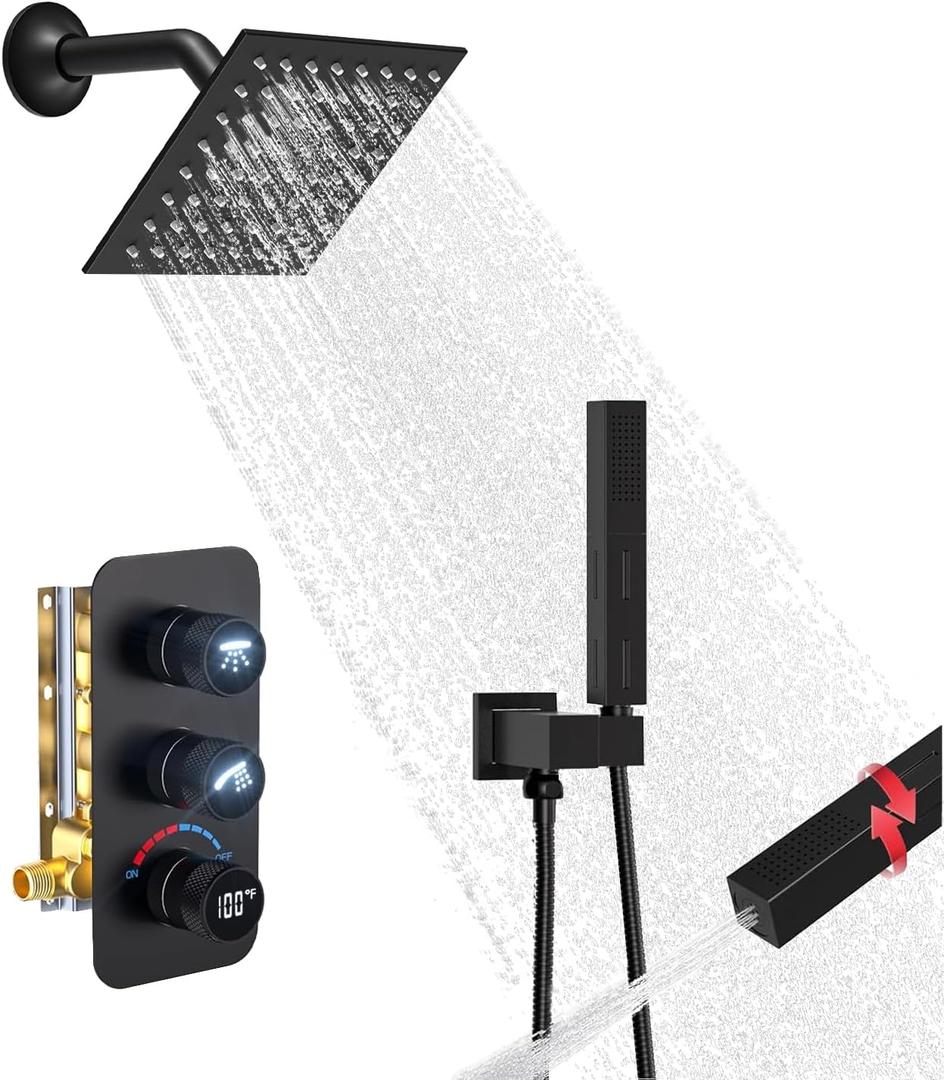 Luxury Rain Shower System with Digital Brass Valve, Can Use Together