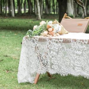 Rectangle Lace Tablecloth 60x120 Inch Black Vintage Runner Eyelash Fabric for Kitchen Dining Picnic Table Wedding Decor for Home Decoration Tea Party Decor-4